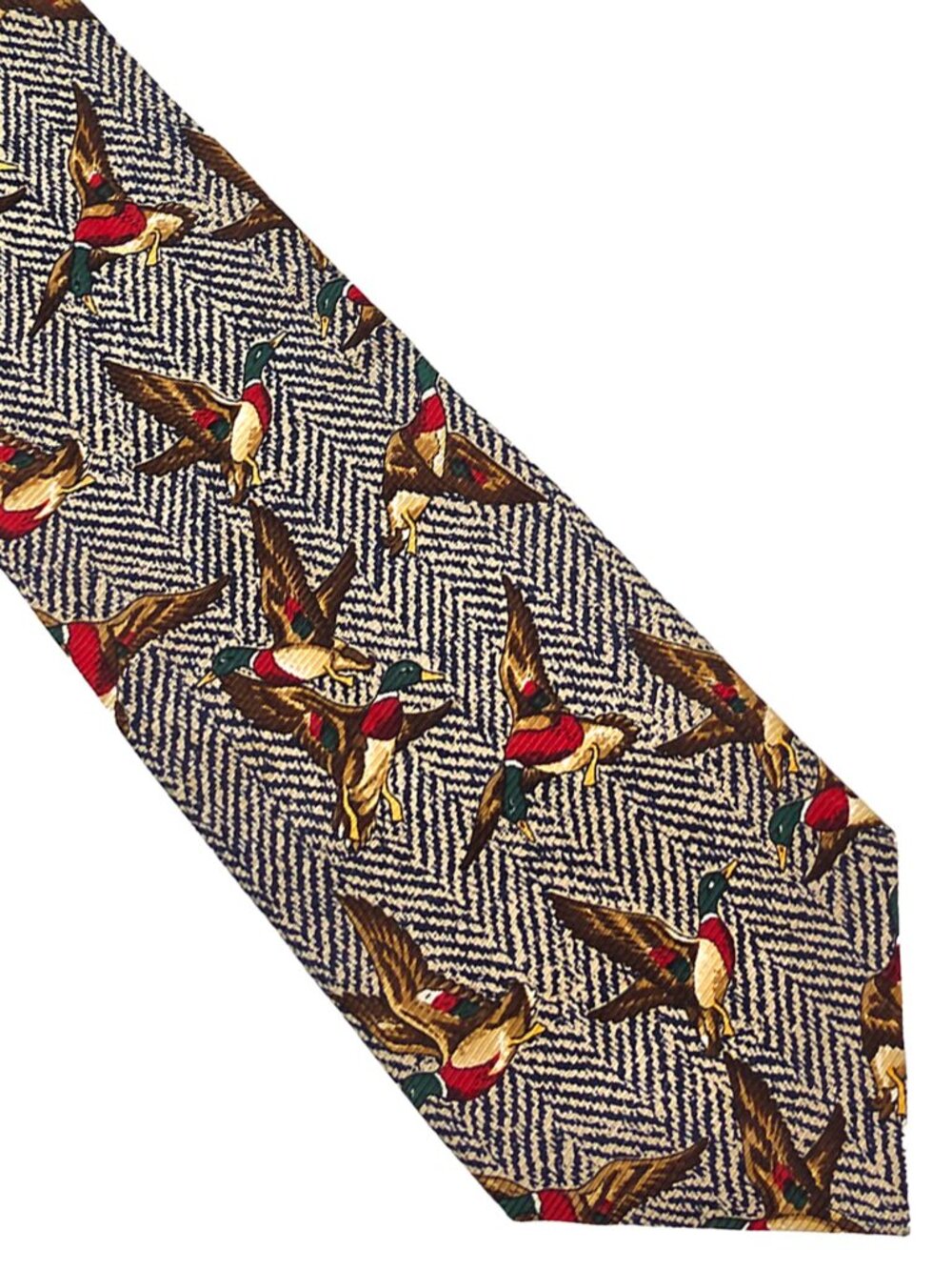 Mallard Duck Silk Tie H.Freeman & Son Black Brown Tweed-look Necktie 4 x 57